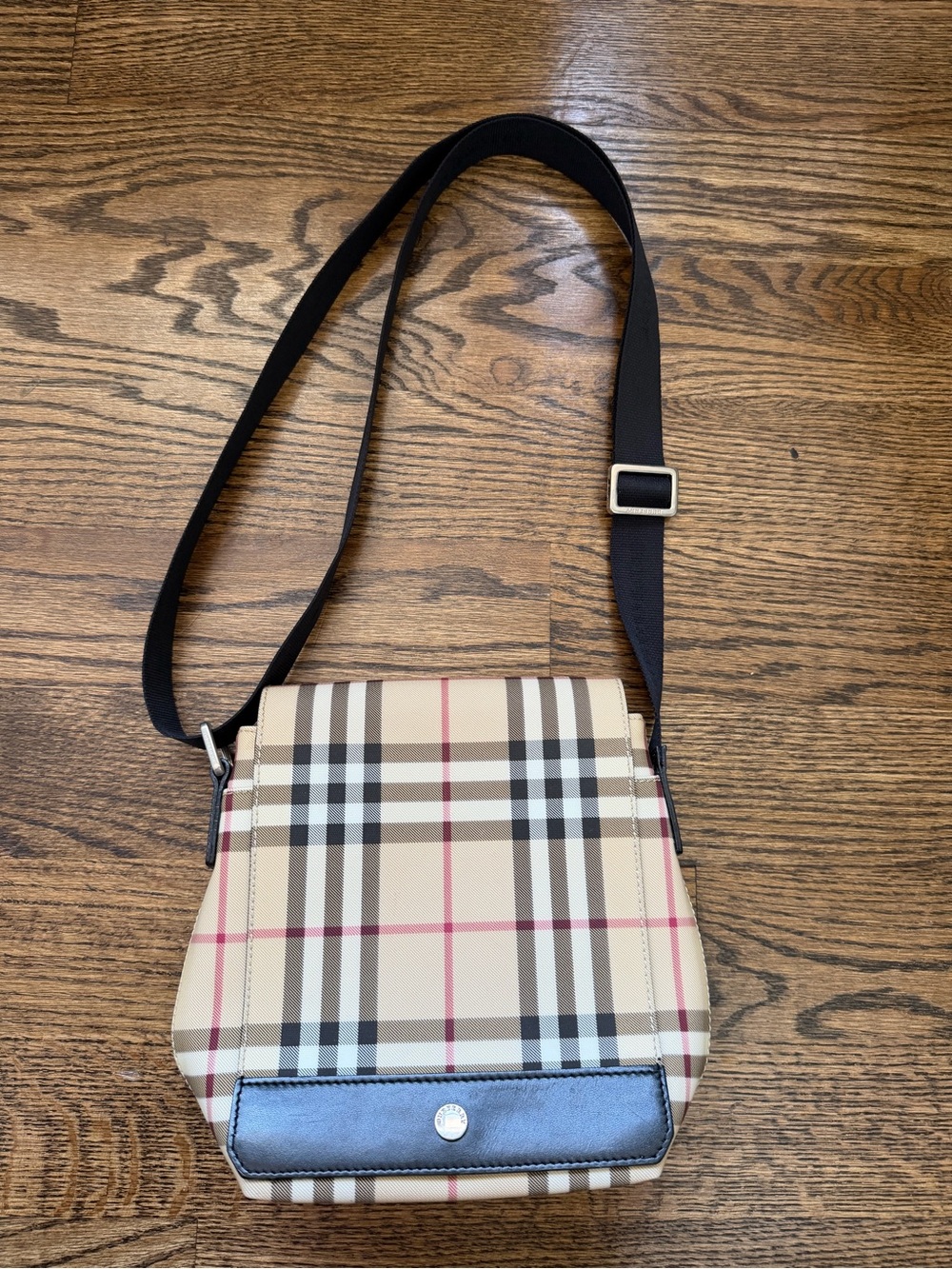 Burberry Beige Plaid Crossbody Bag with Black Strap - Picture 3 of 8